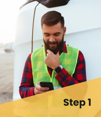 Man on phone using app to order concrete